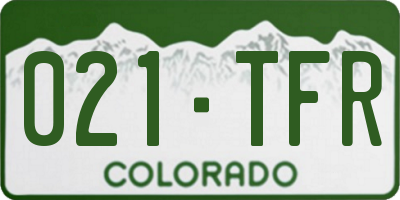 CO license plate 021TFR