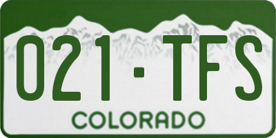 CO license plate 021TFS