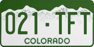 CO license plate 021TFT