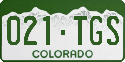 CO license plate 021TGS