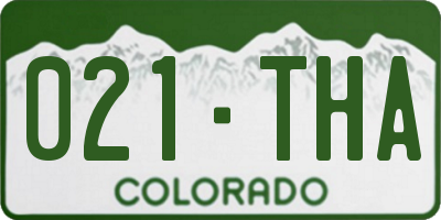 CO license plate 021THA