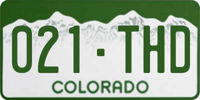 CO license plate 021THD