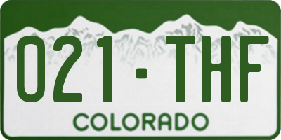 CO license plate 021THF