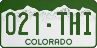 CO license plate 021THI