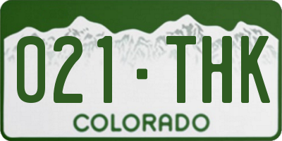 CO license plate 021THK