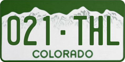 CO license plate 021THL