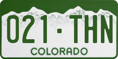 CO license plate 021THN