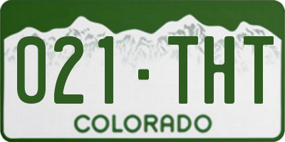 CO license plate 021THT