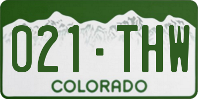CO license plate 021THW