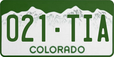 CO license plate 021TIA
