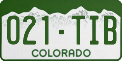 CO license plate 021TIB