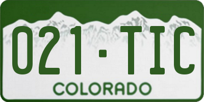 CO license plate 021TIC