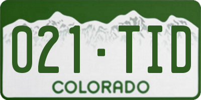 CO license plate 021TID