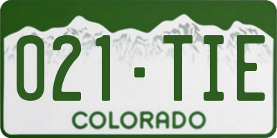 CO license plate 021TIE