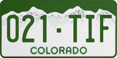 CO license plate 021TIF