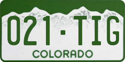 CO license plate 021TIG