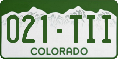 CO license plate 021TII