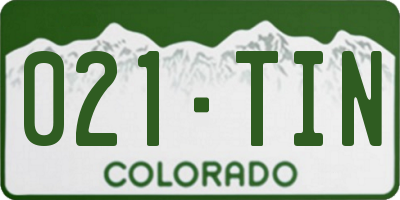 CO license plate 021TIN