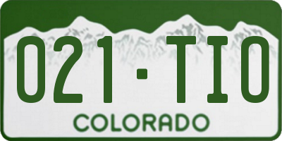 CO license plate 021TIO