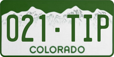 CO license plate 021TIP