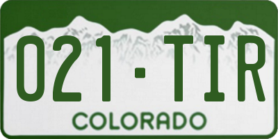 CO license plate 021TIR