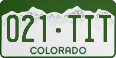 CO license plate 021TIT