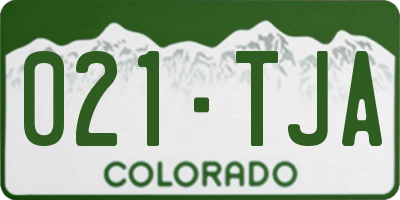 CO license plate 021TJA