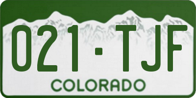 CO license plate 021TJF