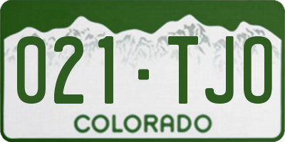 CO license plate 021TJO