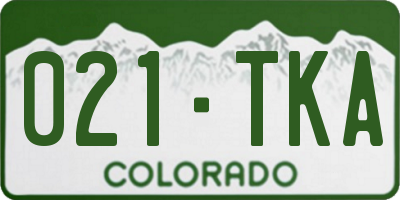 CO license plate 021TKA