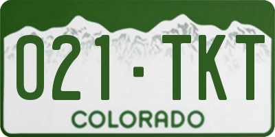 CO license plate 021TKT