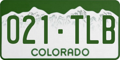 CO license plate 021TLB