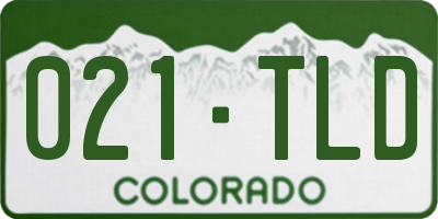 CO license plate 021TLD