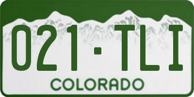 CO license plate 021TLI
