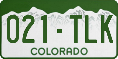 CO license plate 021TLK