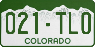 CO license plate 021TLO
