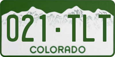 CO license plate 021TLT