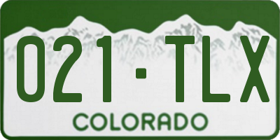 CO license plate 021TLX