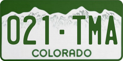 CO license plate 021TMA