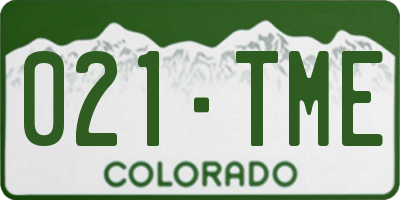 CO license plate 021TME