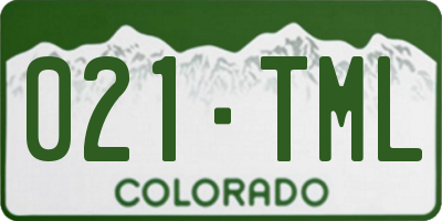 CO license plate 021TML