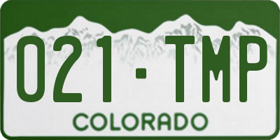 CO license plate 021TMP