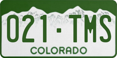 CO license plate 021TMS