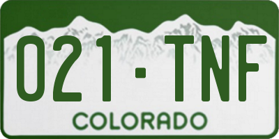 CO license plate 021TNF
