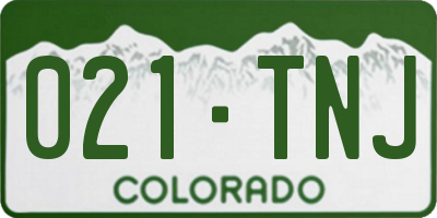 CO license plate 021TNJ
