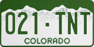 CO license plate 021TNT
