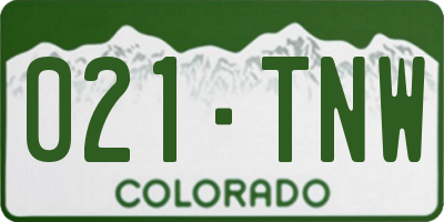 CO license plate 021TNW