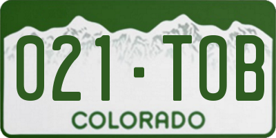 CO license plate 021TOB