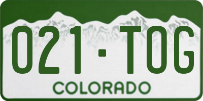 CO license plate 021TOG
