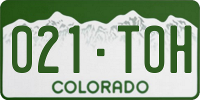 CO license plate 021TOH